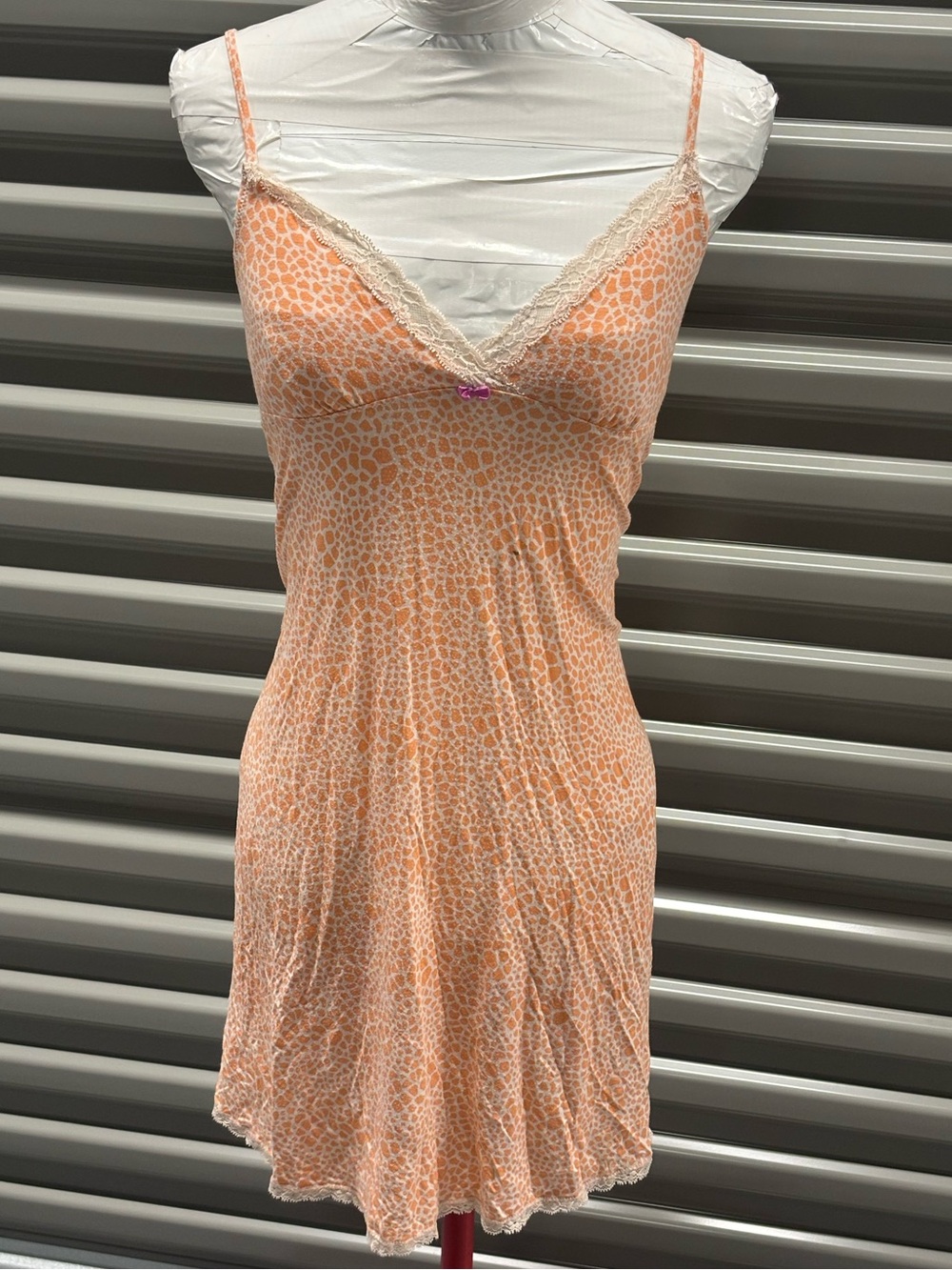 Victoria's Secret VTG Y2K animal print Babydoll Lace trim mini slip dress SZ.S